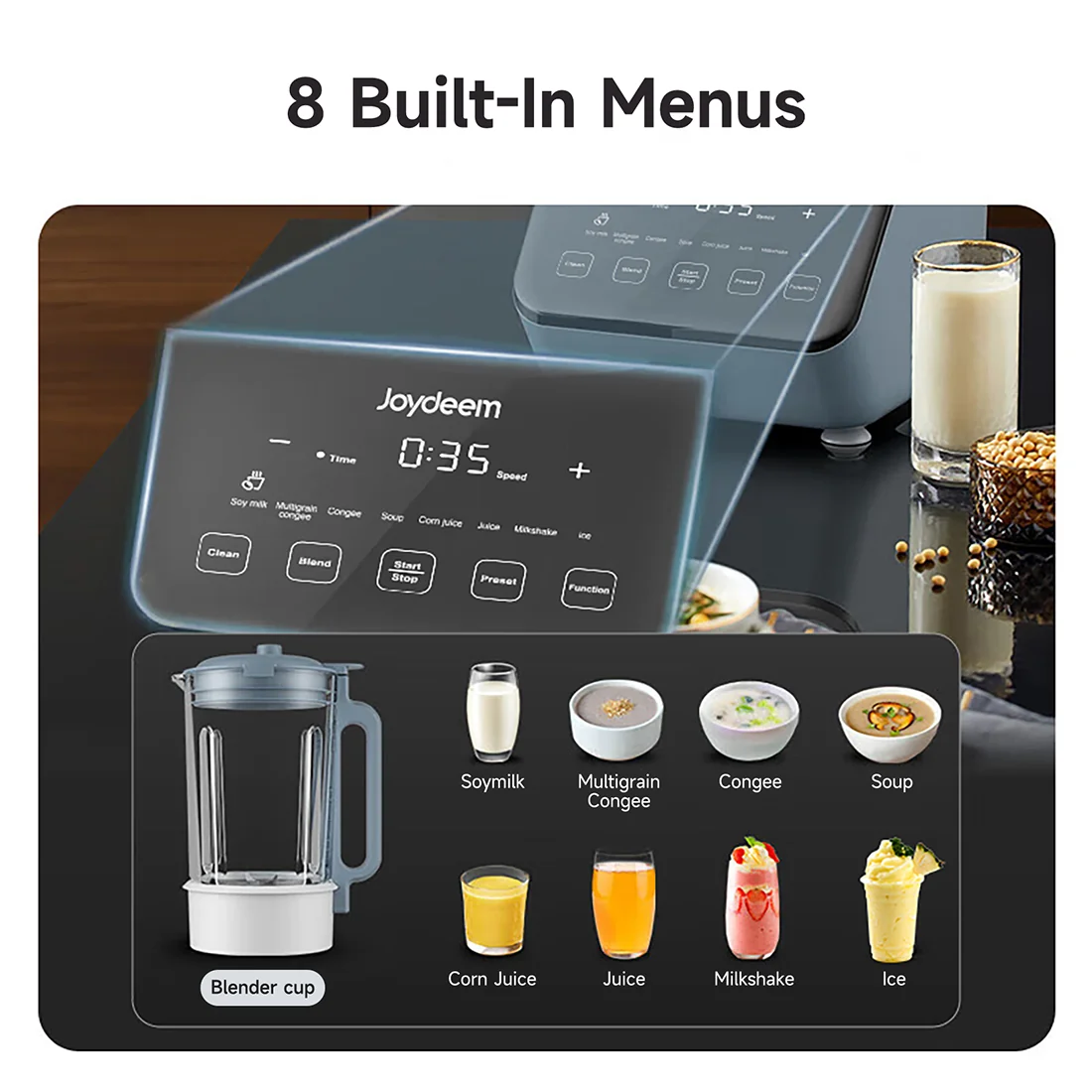 Joydeem JD-J09 Hot and Cold Cooking Blender with Sound Enclosure Shield for Smoothies, Soymilk, Soup & Milkshake (59 oz/1750ml)