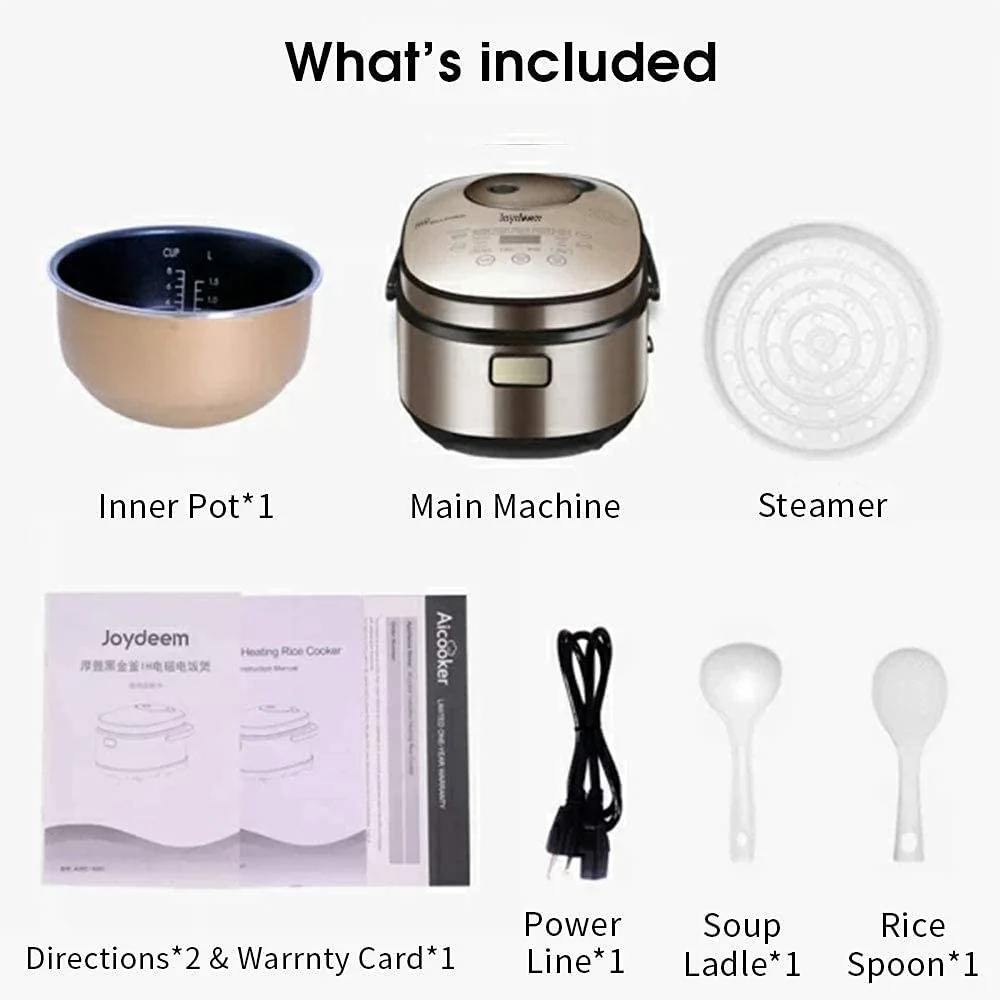 Joydeem AIRC-4001 Smart Induction Heating Non-stick Rice Cooker - 8 Cup Uncooked (3.6 Qt/4 Liters)