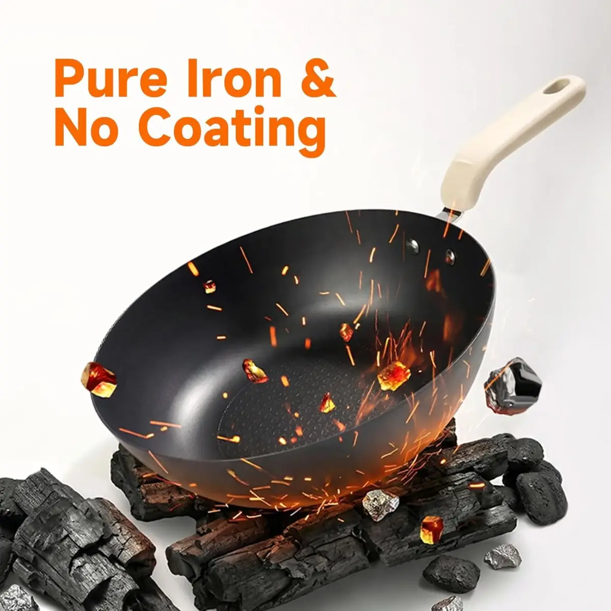 Joydeem DCG-B470 Electric Skillet Pure Iron Nonstick Frying Pan with Steamer Rack (11.8 Inch)