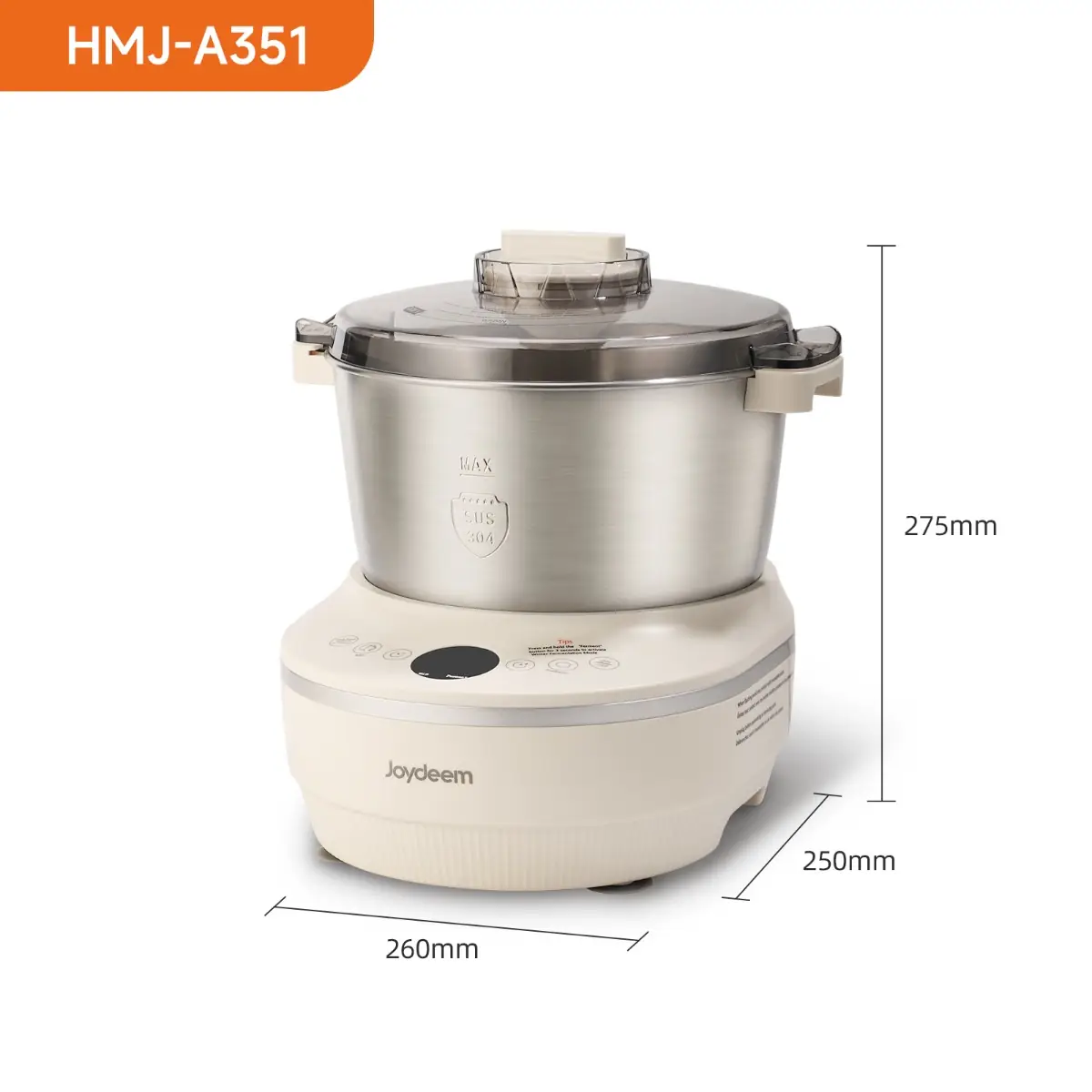 Joydeem HMJ-A351 200W Electric Dough Maker with Ferment (3.7 Qt/3 Liters)