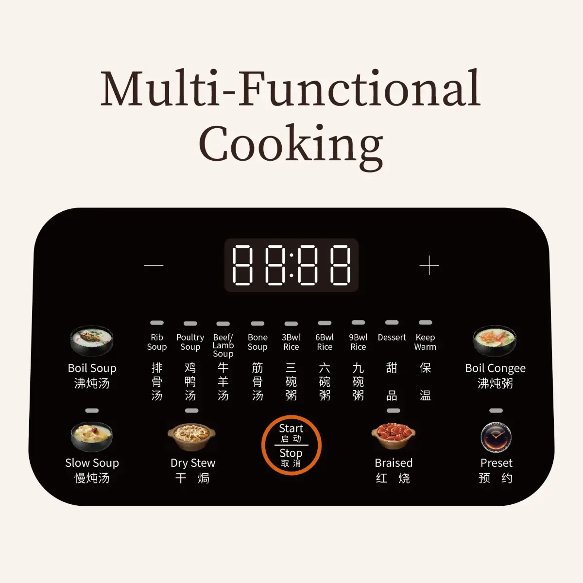 Joydeem DDG-A400 Electric Stew Pot Multi-Functional Ceramic Cooker with Auto Keep Warm & Timer (4 Qt)