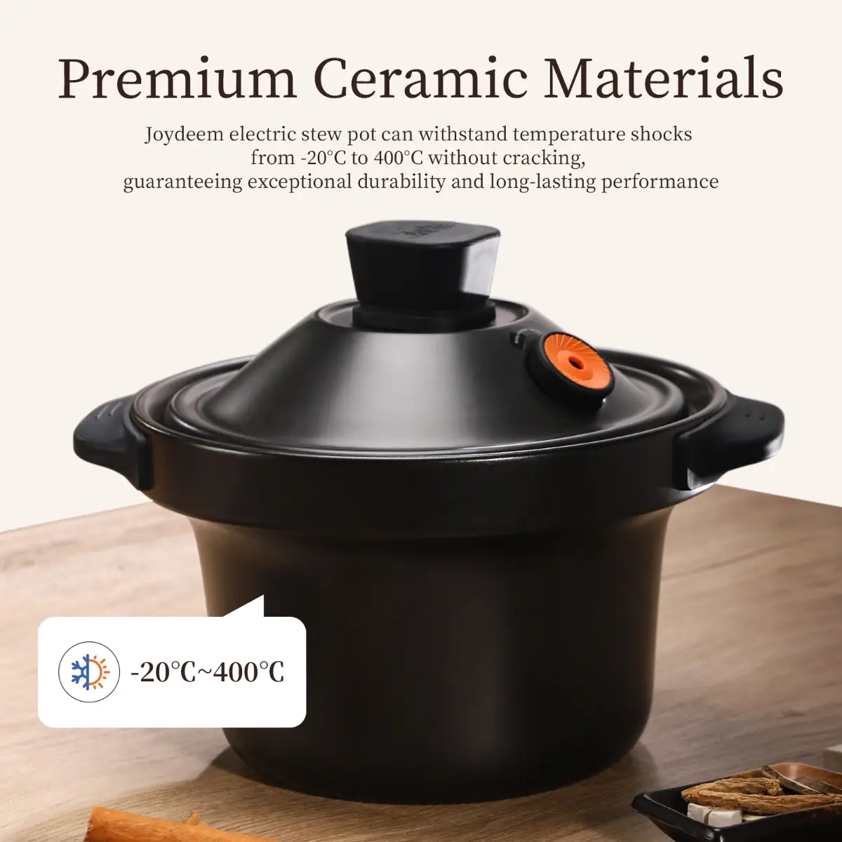 Joydeem DDG-A400 Electric Stew Pot Multi-Functional Ceramic Cooker with Auto Keep Warm & Timer (4 Qt)