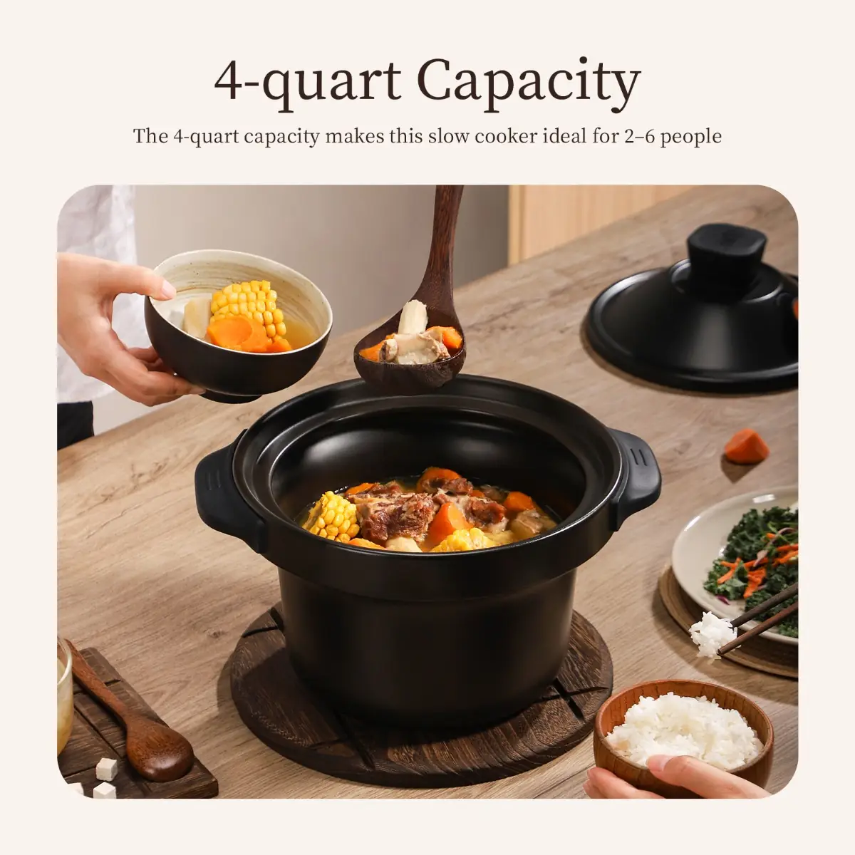 Joydeem DDG-A400 Electric Stew Pot Multi-Functional Ceramic Cooker with Auto Keep Warm & Timer (4 Qt)