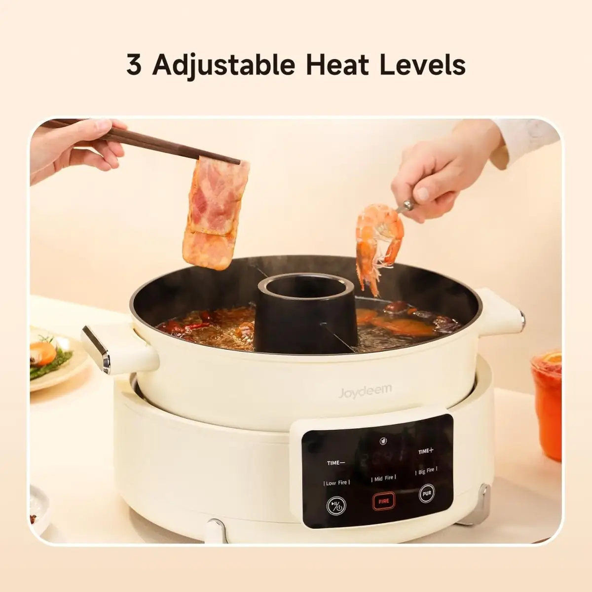 Joydeem 5.8Qt Dual-Flavor Electric Hot Pot with Built-In Exhaust Fan DHG-B550