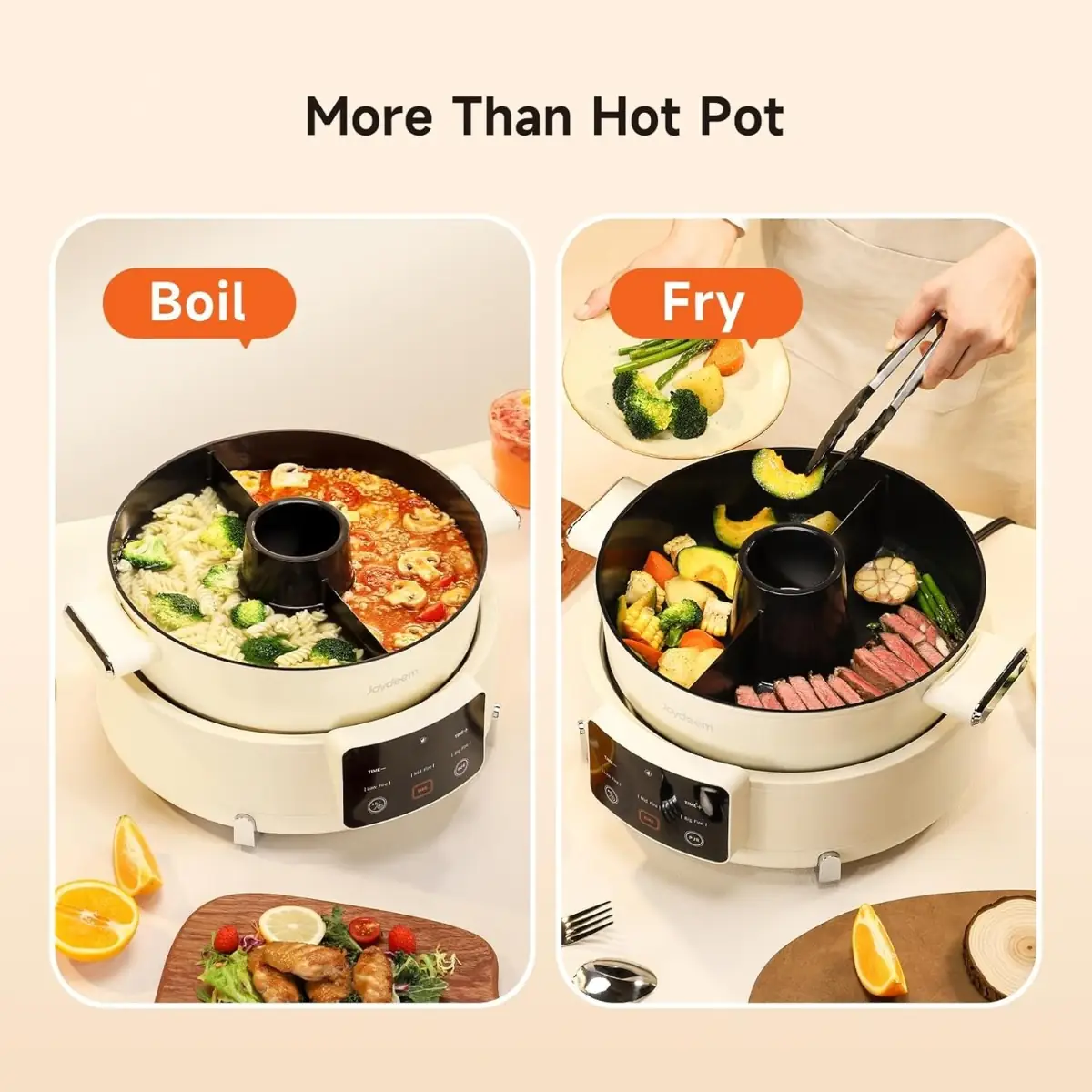 Joydeem 5.8Qt Dual-Flavor Electric Hot Pot with Built-In Exhaust Fan DHG-B550