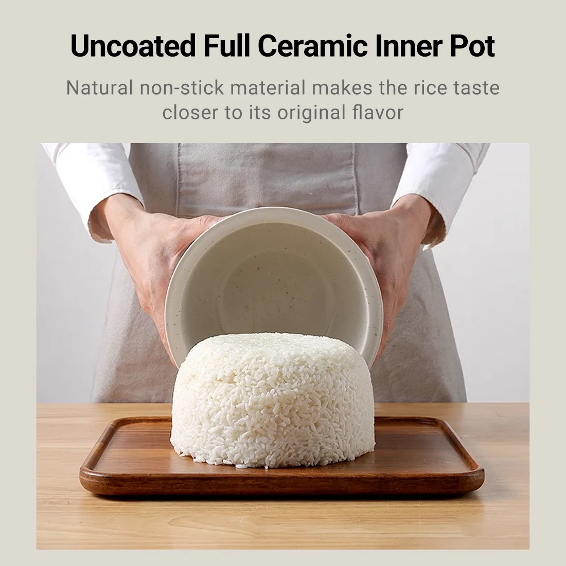 Joydeem FD20S-W Ceramic Rice Cooker PFOA Free - 3 Cup Uncooked (2.1 Qt/2 Liters)