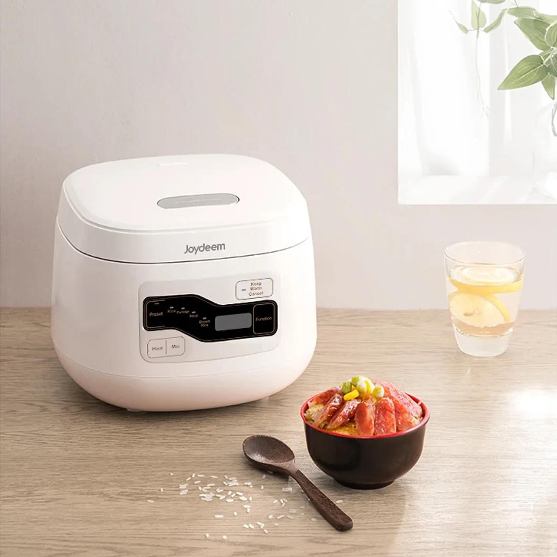 Joydeem FD20S-W Ceramic Rice Cooker PFOA Free - 3 Cup Uncooked (2.1 Qt/2 Liters)