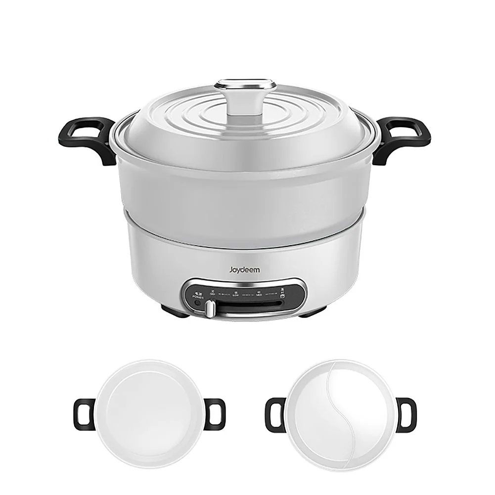 Joydeem JD-HG3706W 1400W Electric Shabu Shabu Hot Pot - Two Removable Non-stick Ceramic Coating Pots (3.7 Qt/3.5 Liters)