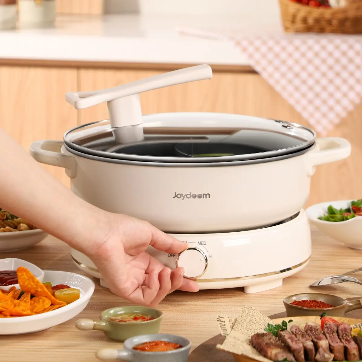 Joydeem DHG-B601 Electric Grill & Hot Pot Combo Detachable Nonstick Ceramic Pot (6.3 Qt)