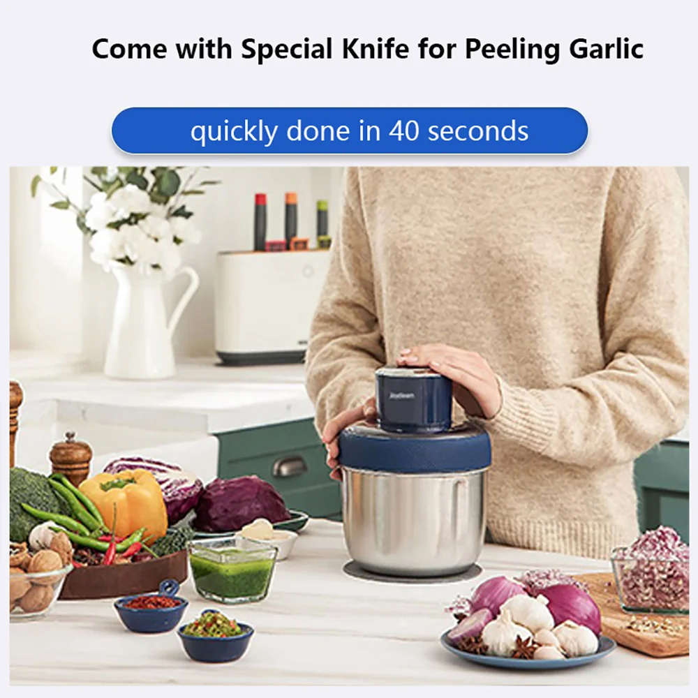 Joydeem JD-376B 300W Electric Food Processor Meat Grinder, Garlic Peeler & Food Chopper - 3 Stainless Steel Bowls (0.8/1.2/1.5 Liters)