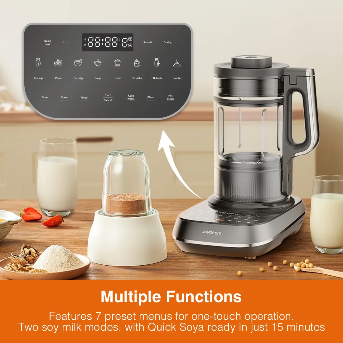 Joydeem High Speed Quiet Blender with Grind Combo 59 oz | Joydeem