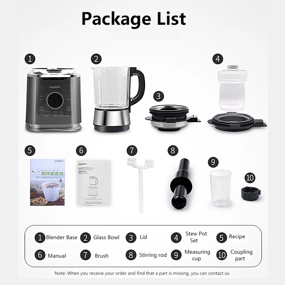 Joydeem JD-D16 1200W Countertop Cooking Blender with Stew Pot for Soymilk, Soups & Juice - 12H Preset & Keep Warm (59 oz/1750ml)