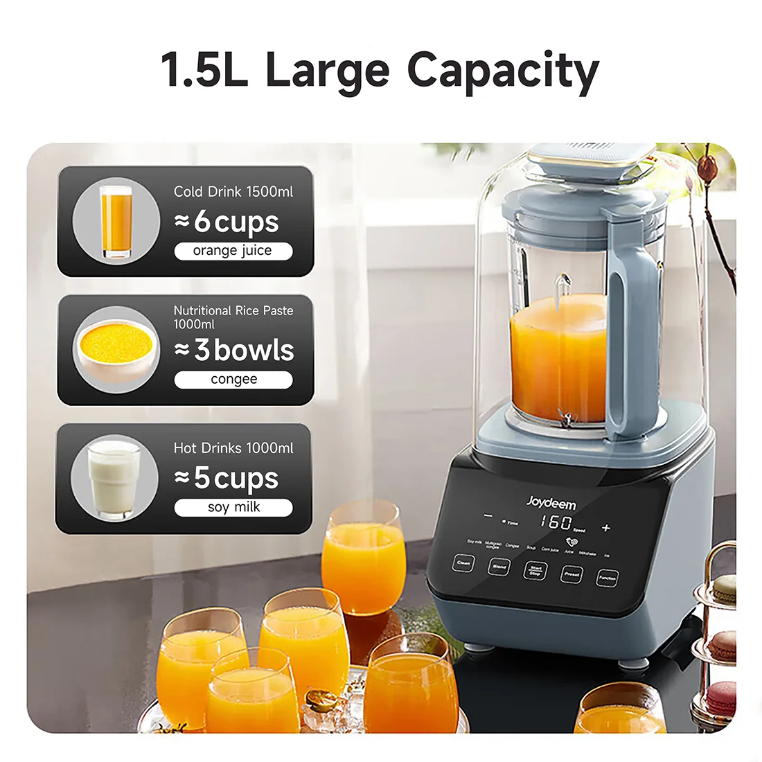 Joydeem JD-J09 Hot and Cold Cooking Blender with Sound Enclosure Shield for Smoothies, Soymilk, Soup & Milkshake (59 oz/1750ml)