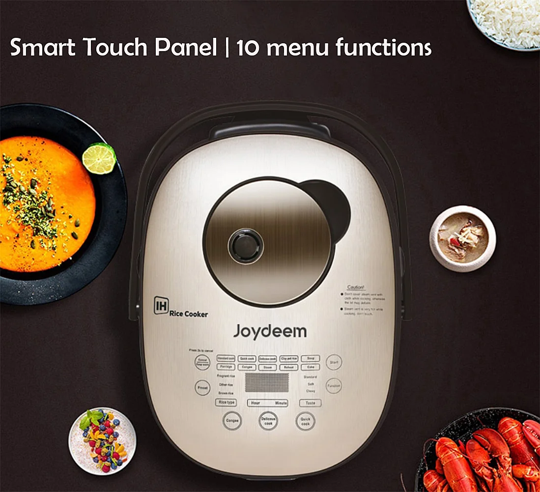 Joydeem AIRC-4001 Smart Induction Heating Non-stick Rice Cooker - 8 Cup Uncooked (3.6 Qt/4 Liters)