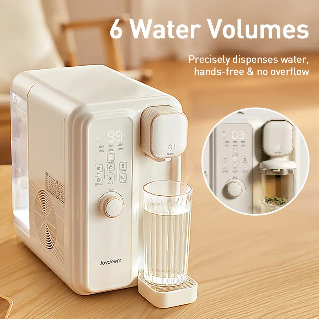 Joydeem YSJ-B350 Instant Hot & Cold Water Dispenser with Tea/Coffee Container - 12 Temperature Control (120 Oz/3.5 Liters)