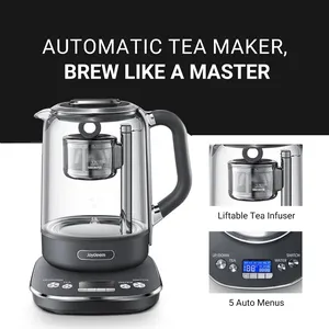 Joydeem Hot Tea Maker, Glass Electric Kettle with Auto Lift Tea Infuser and Temperature Control, 1.7L, JD-ZC6088G