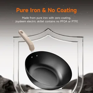 Joydeem DCG-B470 Electric Skillet Pure Iron Nonstick Frying Pan with Steamer Rack (11.8 Inch)