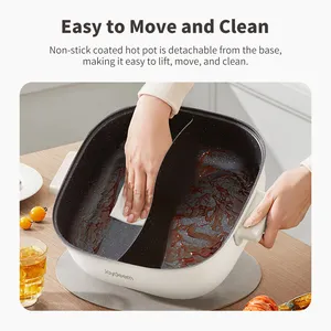 Joydeem DHG-B600 Non-Stick Electric Hot Pot with Divider Double-Flavor Shabu Shabu Pot (6.3 Qt/6 Liters)