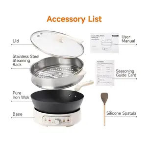 Joydeem DCG-B470 Electric Skillet Pure Iron Nonstick Frying Pan with Steamer Rack (11.8 Inch)