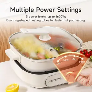 Joydeem DHG-B600 Non-Stick Electric Hot Pot with Divider Double-Flavor Shabu Shabu Pot (6.3 Qt/6 Liters)