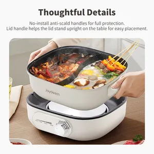 Joydeem DHG-B600 Non-Stick Electric Hot Pot with Divider Double-Flavor Shabu Shabu Pot (6.3 Qt/6 Liters)
