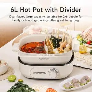 Joydeem DHG-B600 Non-Stick Electric Hot Pot with Divider Double-Flavor Shabu Shabu Pot (6.3 Qt/6 Liters)