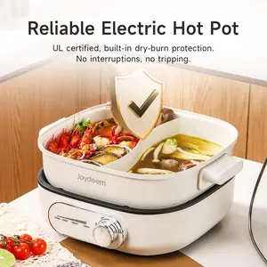 Joydeem DHG-B600 Non-Stick Electric Hot Pot with Divider Double-Flavor Shabu Shabu Pot (6.3 Qt/6 Liters)