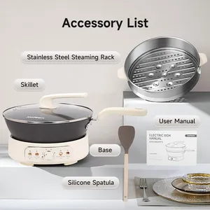 Joydeem DCG-B470 Electric Skillet Pure Iron Nonstick Frying Pan with Steamer Rack (11.8 Inch)