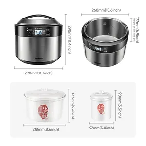 Joydeem 8.5Qt Electric Stew Pot, Stainless Steel Inner Pot with 5 Ceramic Liners DDG-B350