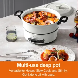Joydeem JD-HG3706W 1400W Electric Shabu Shabu Hot Pot - Two Removable Non-stick Ceramic Coating Pots (3.7 Qt/3.5 Liters)