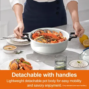 Joydeem JD-HG3706W 1400W Electric Shabu Shabu Hot Pot - Two Removable Non-stick Ceramic Coating Pots (3.7 Qt/3.5 Liters)