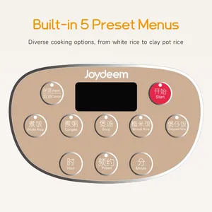 Joydeem DFB-C120 Mini Rice Cooker Uncoated Non-stick Ceramic Inner Pot - 2.5 Cup Uncooked (1.3 Qt/1.2 Liters)