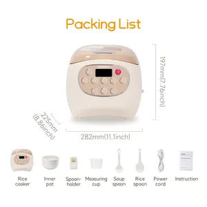 Joydeem DFB-C120 Mini Rice Cooker Uncoated Non-stick Ceramic Inner Pot - 2.5 Cup Uncooked (1.3 Qt/1.2 Liters)