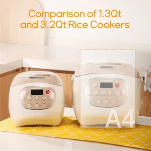 Joydeem DFB-C120 Mini Rice Cooker Uncoated Non-stick Ceramic Inner Pot - 2.5 Cup Uncooked (1.3 Qt/1.2 Liters)