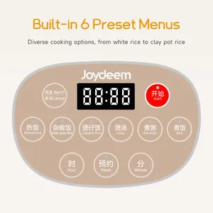 Joydeem DFB-C300 Rice Cooker Uncoated Non-stick Ceramic Inner Pot - 6 Cup Uncooked (3.2 Qt/3 Liters)