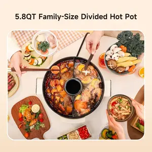 Joydeem 5.8Qt Dual-Flavor Electric Hot Pot with Built-In Exhaust Fan DHG-B550