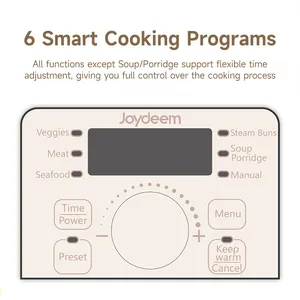 Joydeem DZG-A100 Electric Food Steamer & Hot Pot Combo - 2-Tier Stainless Steel Tray (13.7 Qt/13 Liters)