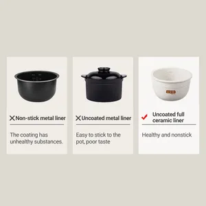 Joydeem FD20S-W Ceramic Rice Cooker PFOA Free - 3 Cup Uncooked (2.1 Qt/2 Liters)