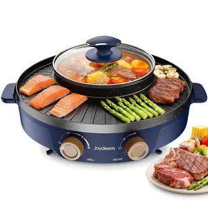 Joydeem JD-SK3407 2 in 1 Non-Stick Electric Grill & Hot Pot Combo (2.1 Qt/2 Liters)