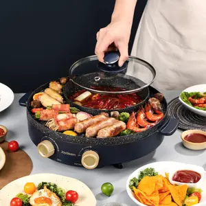 Joydeem JD-SK3407 2 in 1 Non-Stick Electric Grill & Hot Pot Combo (2.1 Qt/2 Liters)