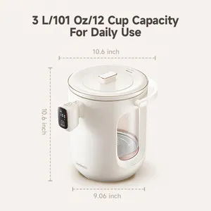 Joydeem JD-DSP203 1000W Compact Hot Water Dispenser Glass Tank Water Boiler with 5 Temperature Control (101 Oz/3 Liters）
