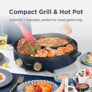 Joydeem JD-SK3407 2 in 1 Non-Stick Electric Grill & Hot Pot Combo (2.1 Qt/2 Liters)