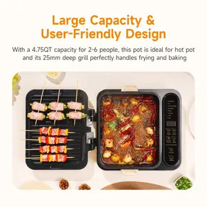 Joydeem SKG-B430 Electric Grill with Pot - Detachable Grill Pan and Hot Pot (4.75Qt)
