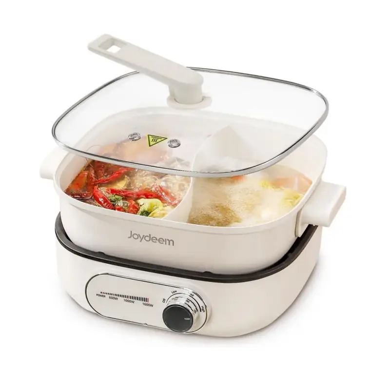 Joydeem DHG-B600 Non-Stick Electric Hot Pot with Divider Double-Flavor Shabu Shabu Pot (6.3 Qt/6 Liters)