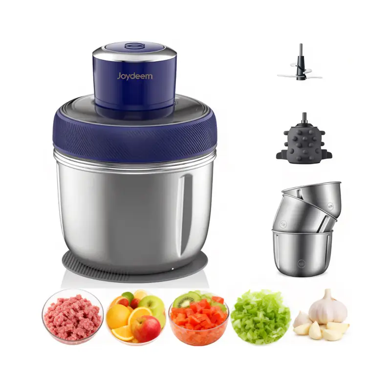 Joydeem JD-376B 300W Electric Food Processor Meat Grinder, Garlic Peeler & Food Chopper - 3 Stainless Steel Bowls (0.8/1.2/1.5 Liters)