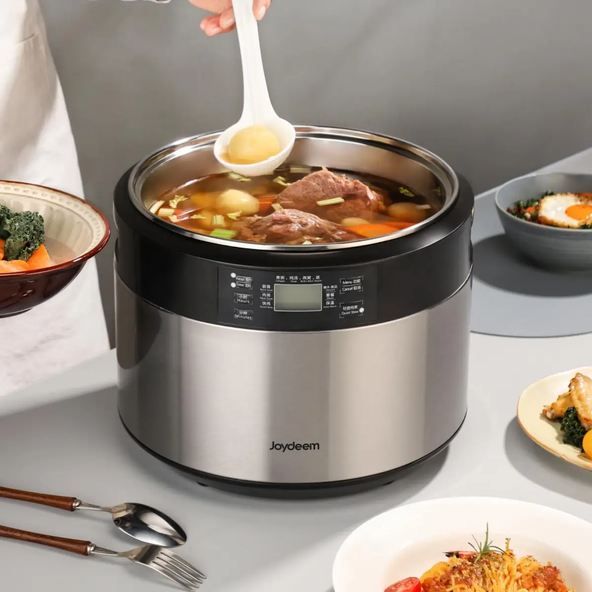 Joydeem Electric Stew Pot, 8.5Qt Stainless Steel Inner Pot with 5