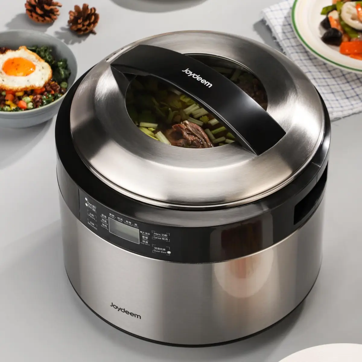 JOY GOURMET ジョイグルメ　槌目寸胴鍋 Joydeem Electric Stew Pot, 8.5Qt Stainless Steel Inner Pot with 5